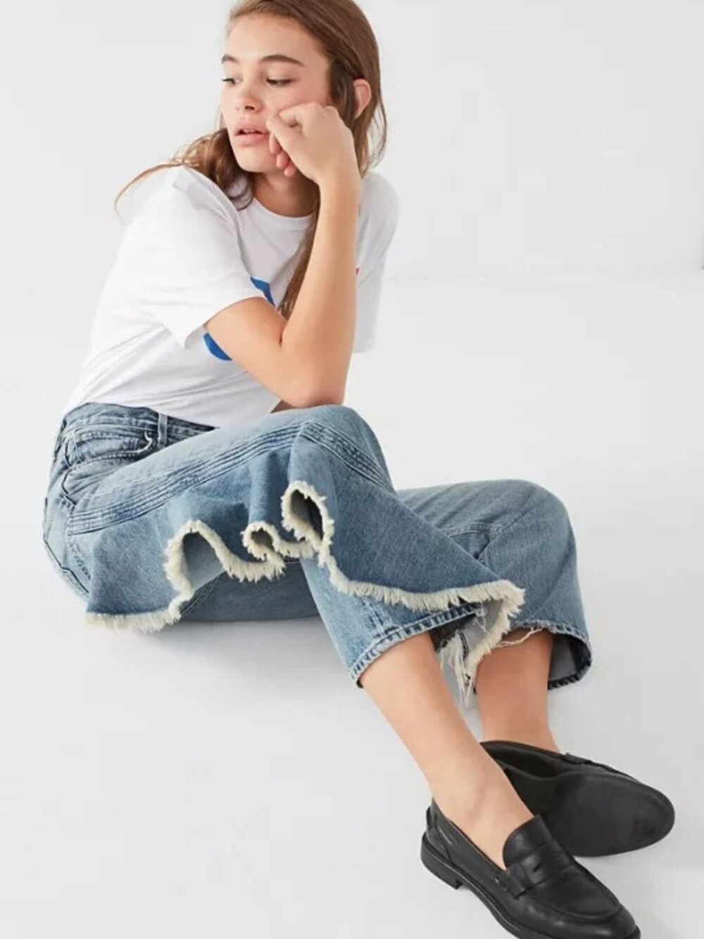 Citizens of Humanity Estella Side Ruffle Blue Ankle Women’s 25 Flare Jeans 27x26
